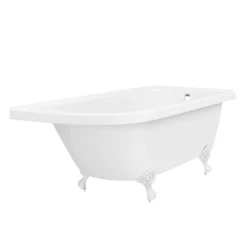 Appleby 1700 Roll Top Shower Bath With Brushed Brass Screen + White Leg Set -Villeroy Shop whba17bs d5