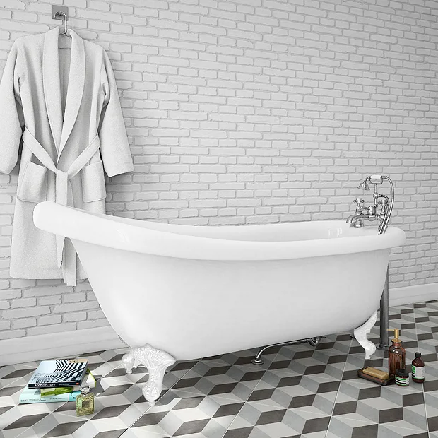 Oxford 1710 Roll Top Slipper Bath + White Leg Set 4 Oxford 1710 Roll Top Slipper Bath + White Leg Set - Image 4