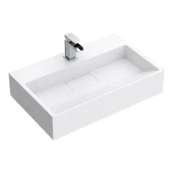 Arezzo 600mm Wall Mounted / Countertop Stone Resin Basin With Hidden Waste Cover -Villeroy Shop wmc6pmb d4