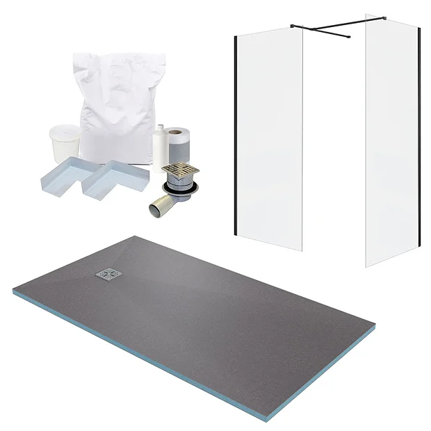 Arezzo 1600 X 900 Wet Room Enclosure Pack - Matt Black 2 Arezzo 1600 X 900 Wet Room Enclosure Pack - Matt Black - Image 2